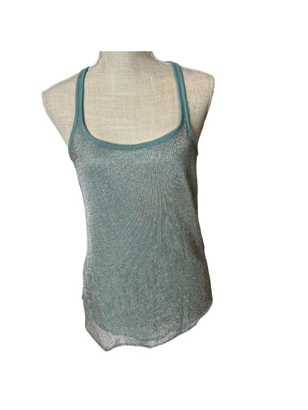 Armani Exchange Womens Sheer Racerback Tank Top In Teal Size S